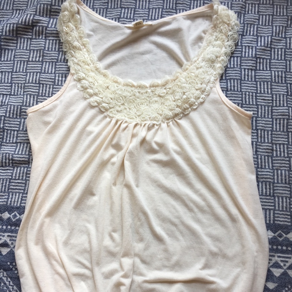 Cream tank with floral pattern